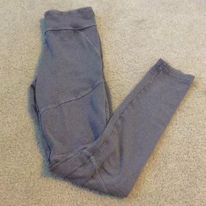 Grey ribbed Moto leggings